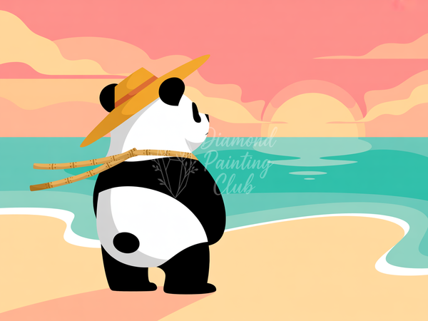 Broderie Diamant Panda à la Plage
