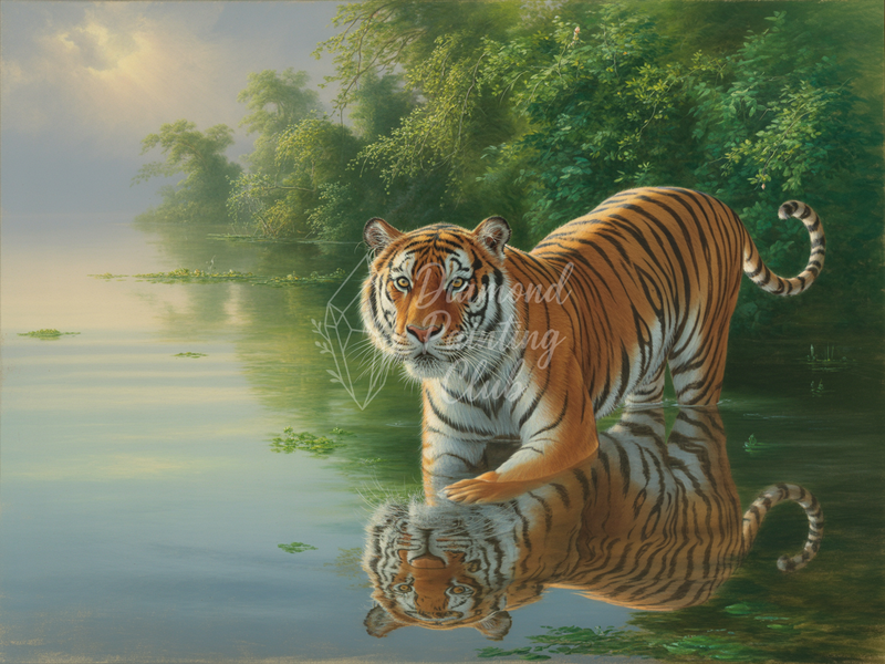 Broderie Diamant Tigre Reflet