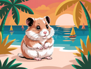 Broderie Diamant Hamster sur Plage
