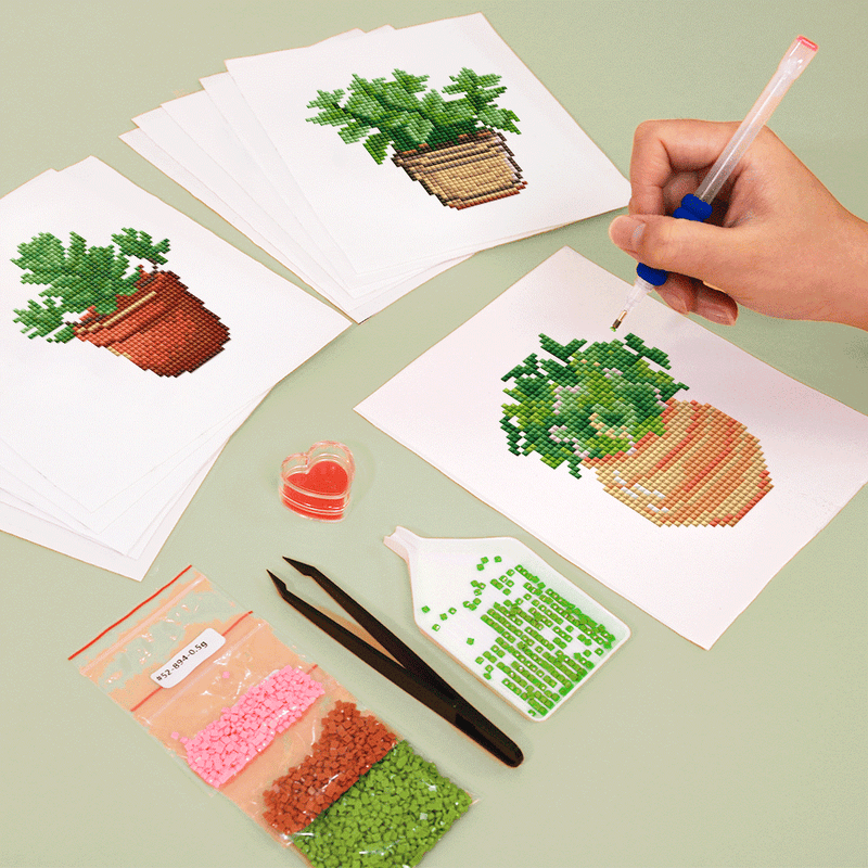 Mini Diamond Painting - Coin de Verdure Pixelisé (12 pièces)