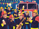 Broderie Diamant Pompiers en Fête