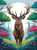 Broderie Diamant Cerf dans la Forêt