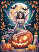Broderie Diamant Fée Citrouille d'Halloween