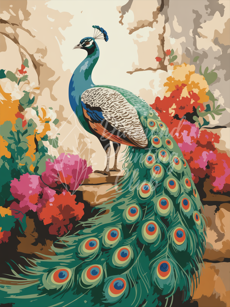 Broderie Diamant Paon Floral Vif