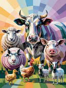 Broderie Diamant Assemblée des Animaux Géométriques