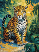 Broderie Diamant Jaguar au Regard Lumineux