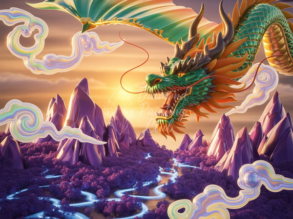 Broderie Diamant Dragon Pourpres