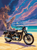 Broderie Diamant Moto Crépuscule