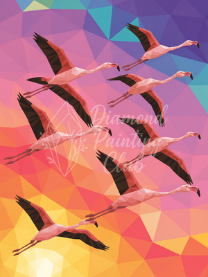 Broderie Diamant Envolée de Flamants