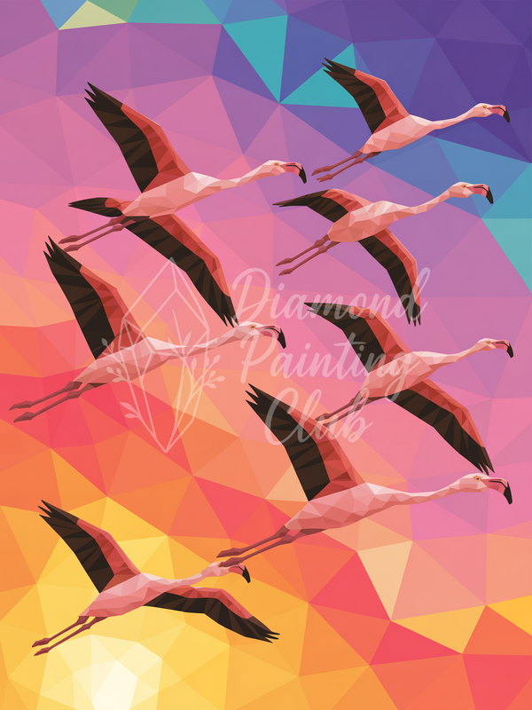 Broderie Diamant Envolée de Flamants