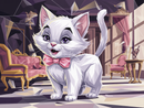Broderie Diamant Chaton Aristocrate au Nœud Rose
