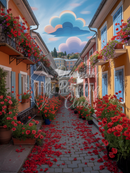 Broderie Diamant Ruelle Fleurie