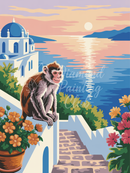 Broderie Diamant Singe à l'Horizon