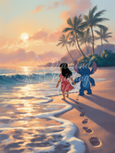 Broderie Diamant Lilo et Stitch au Couchant
