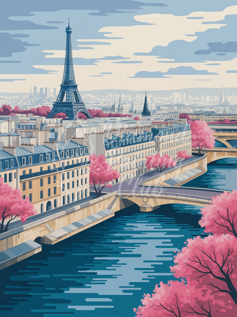 Broderie Diamant Paris Cerisiers en Fleurs