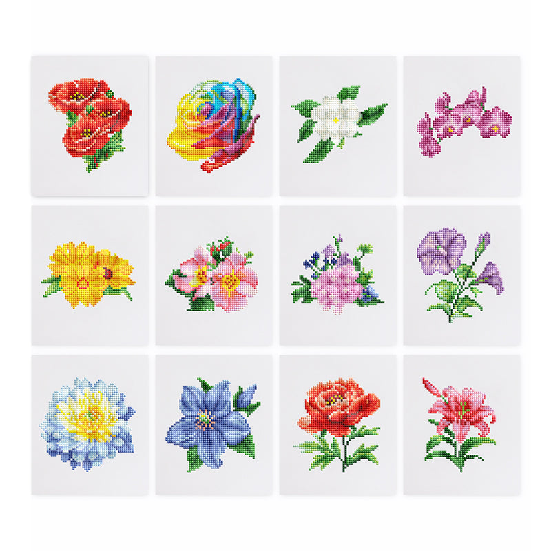 Mini Diamond Painting - Éclat Floral Varié (12 pièces)
