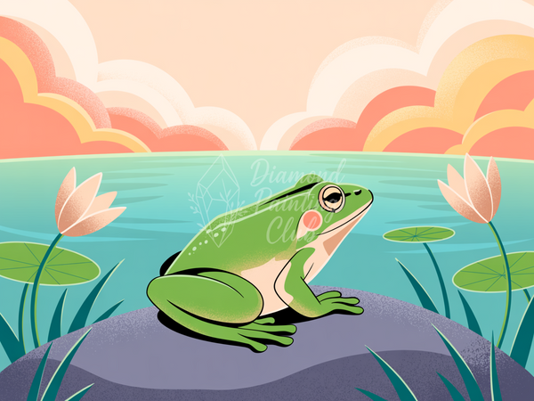 Broderie Diamant Grenouille de l'Aube Paisible