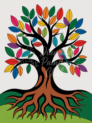 Broderie Diamant Arbre Coloré