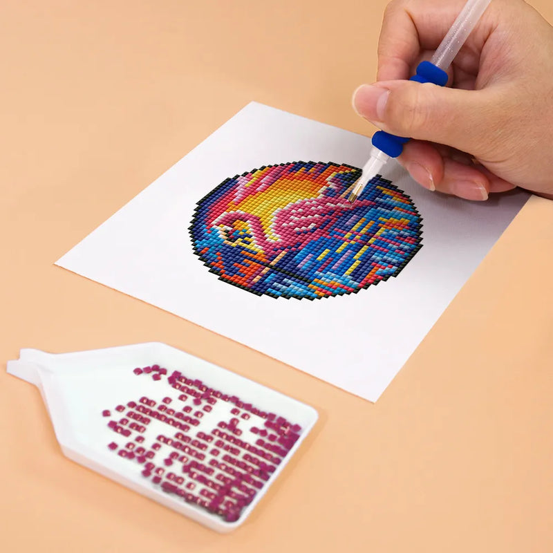 Mini Diamond Painting - Animaux Exotiques au Coucher de Soleil (4 pièces)