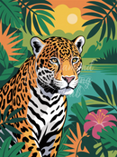 Broderie Diamant Jaguar au Bord de l'Eau
