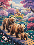 Broderie Diamant Famille d'Ours