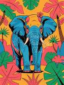 Broderie Diamant Éléphant Tropical