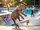 Broderie Diamant Capybara Skateur
