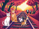 Broderie Diamant Chats sur les Rails