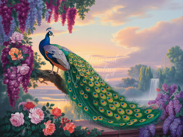 Broderie Diamant Paon Floral