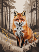 Broderie Diamant Renard Forêt