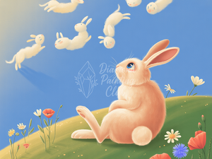 Broderie Diamant Lapin Flottant