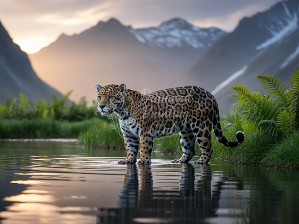 Broderie Diamant Jaguar au Lac