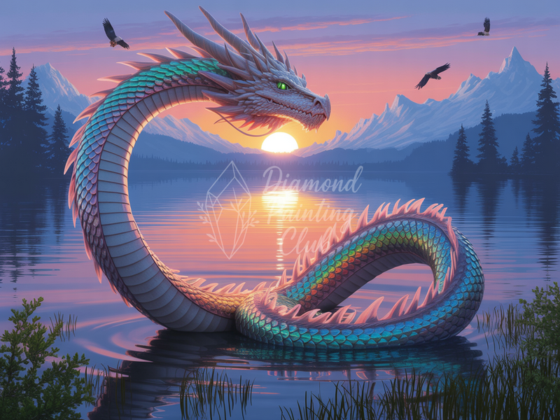Broderie Diamant Dragon Lac