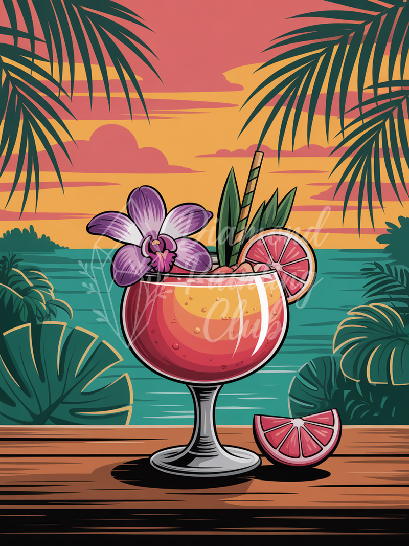 Broderie Diamant Cocktail Hawaïen