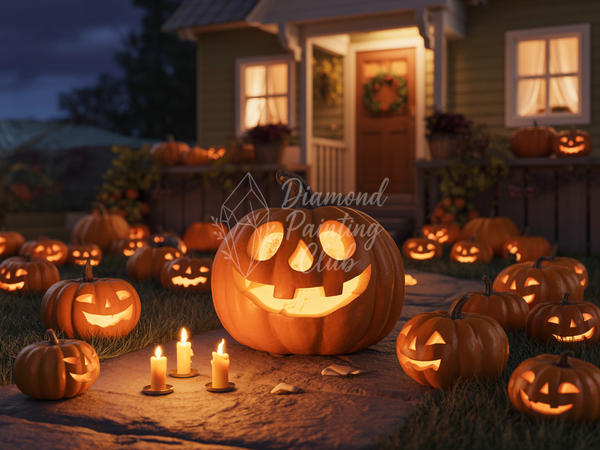 Broderie Diamant Nuit d'Halloween et Citrouilles