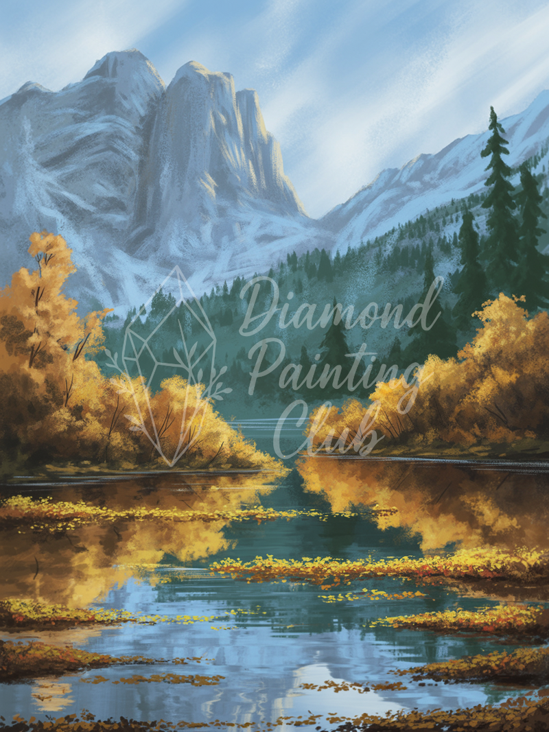 Broderie Diamant Montagne Calme