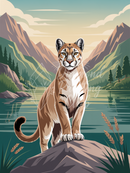 Broderie Diamant Puma Montagnes