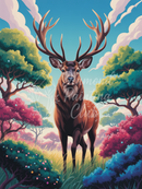 Broderie Diamant Cerf Chromatique