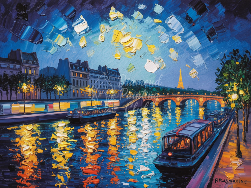 Broderie Diamant Nuit Parisienne Reflets