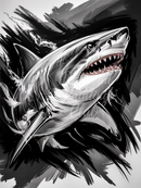 Broderie Diamant Grand Requin Blanc