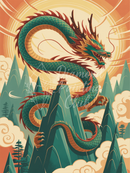 Broderie Diamant Dragon Montagne