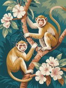 Broderie Diamant Duo de Singes