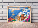 Broderie Diamant Famille d'Ours à Santorin