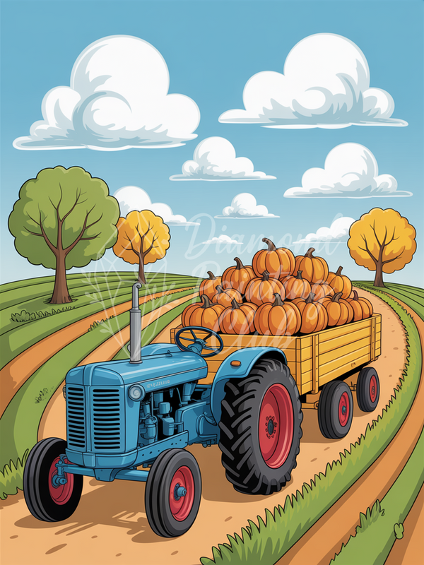 Broderie Diamant Tracteur de Moisson