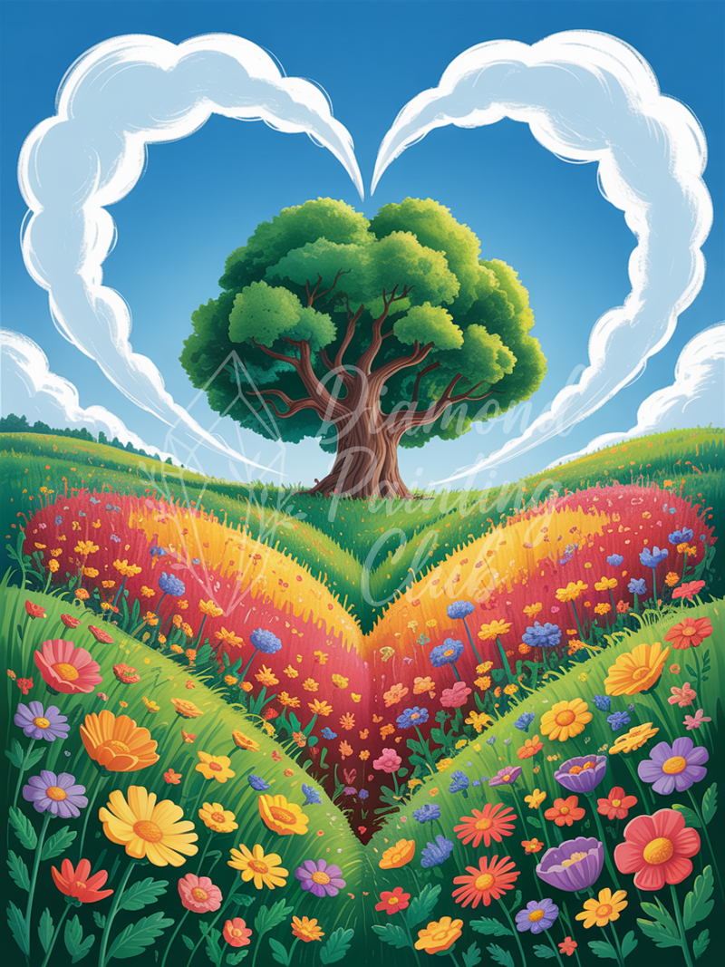 Broderie Diamant Cœur et Arbre