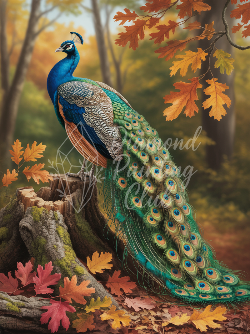 Broderie Diamant Paon Floral Néon