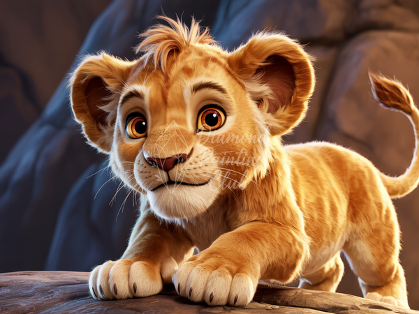 Broderie Diamant Jeune Lionceau Curieux