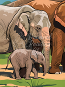 Broderie Diamant Famille Éléphants