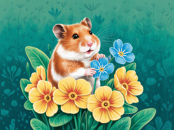 Broderie Diamant Hamster au Jardin
