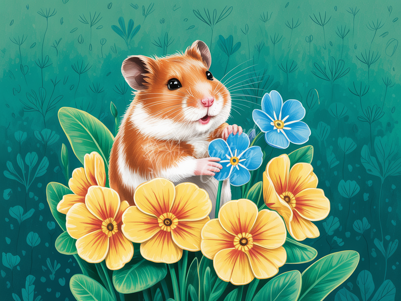 Broderie Diamant Hamster au Jardin